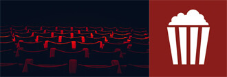 empty movie theater with popcorn icon