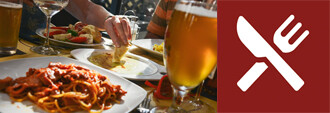 food and beer on table at restaurant