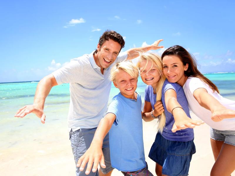 family on a beach