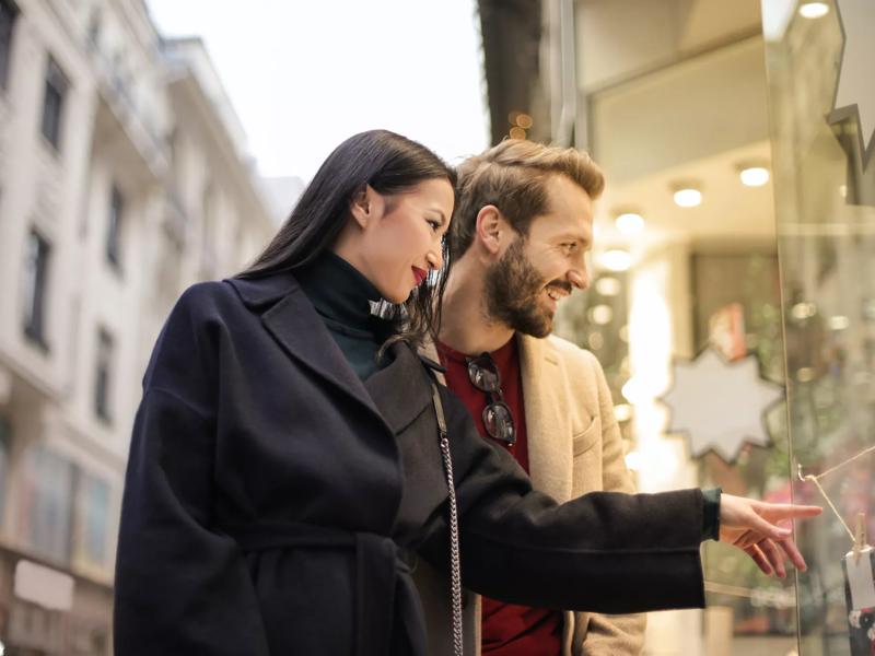 Couple window shopping