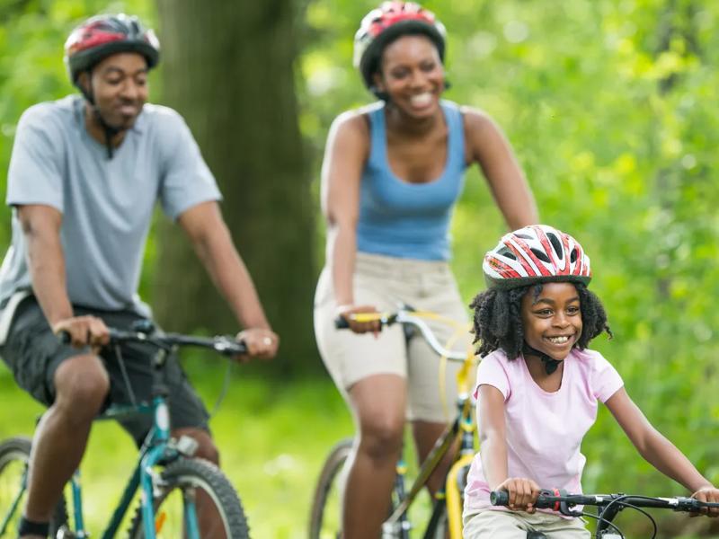 family biking