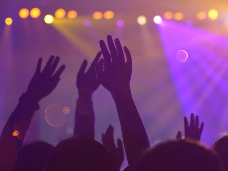 Hands up in the air at a concert image
