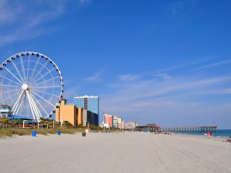 beach with ferris wheel