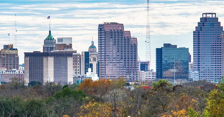 San Antonio skyline with trees