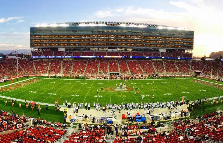 football field with people in stands