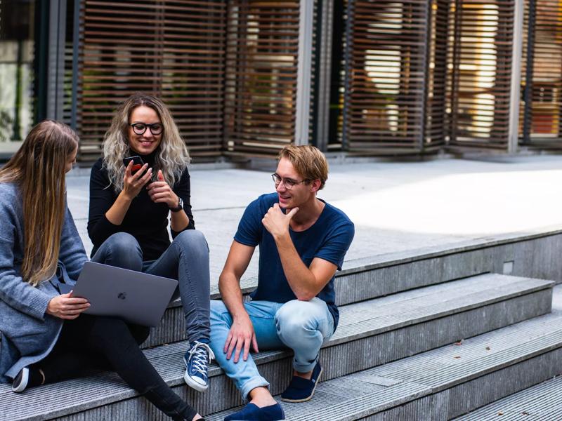 college students smiling