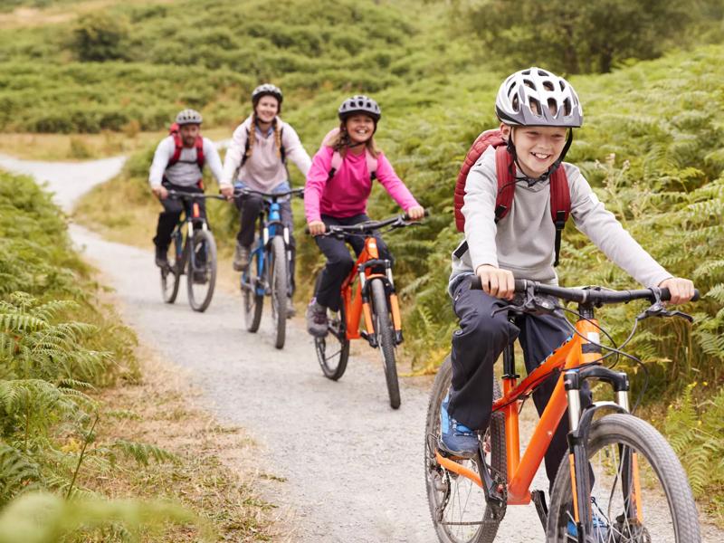 riding bikes on trail