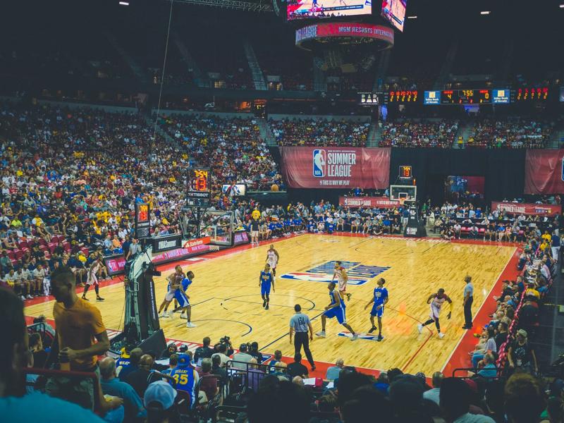 basketball court with game happening