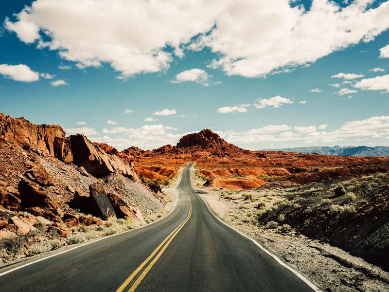 road winding through canyon