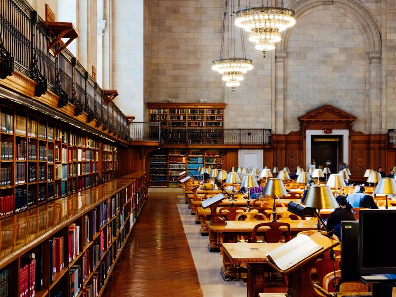 interior of college library