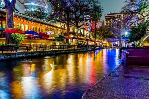 River Walk district at night