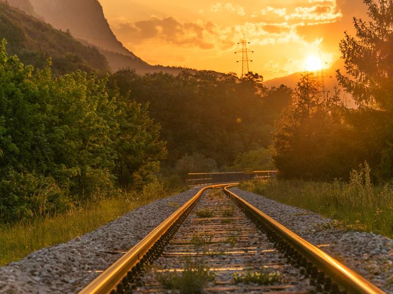 Train on a mountain