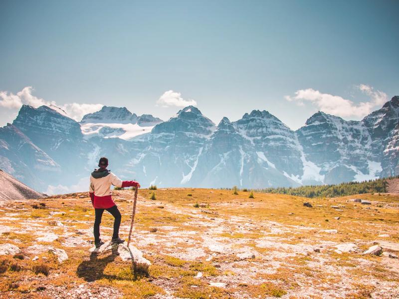 hiking through mountains