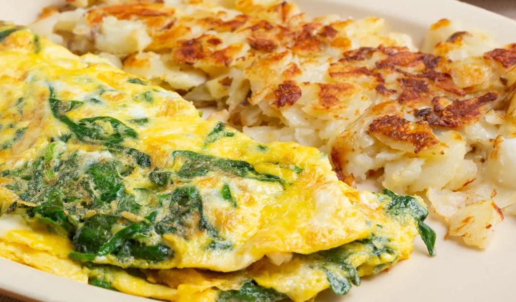 Breakfast plate with eggs and potatoes