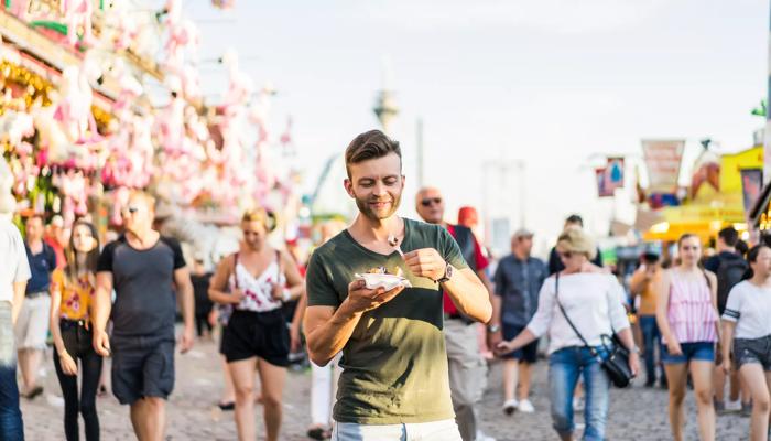 man at amusement park