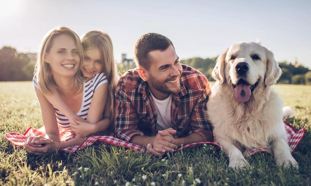 family with dog