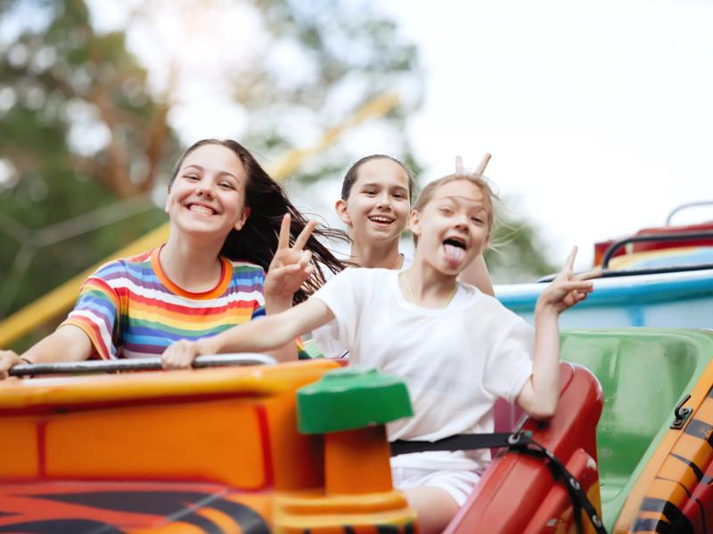 kids on roller coaster