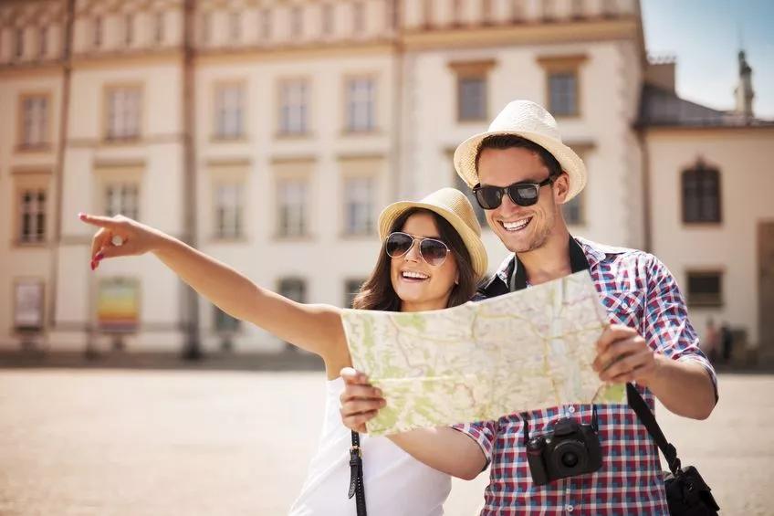 two people looking at a map