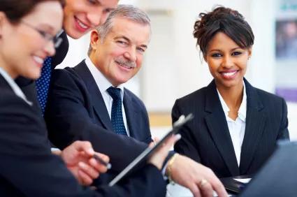 business people in group with briefcase icon