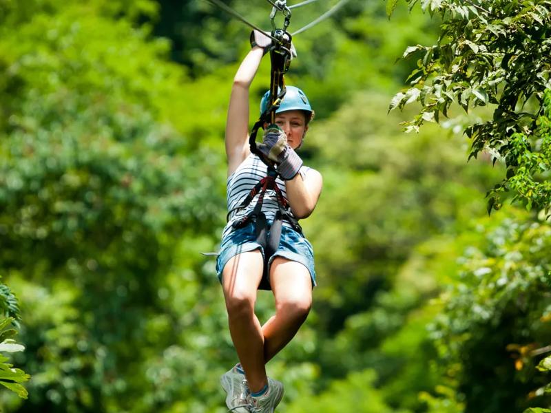 person on zipline