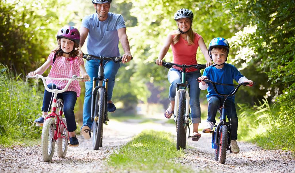 family biking