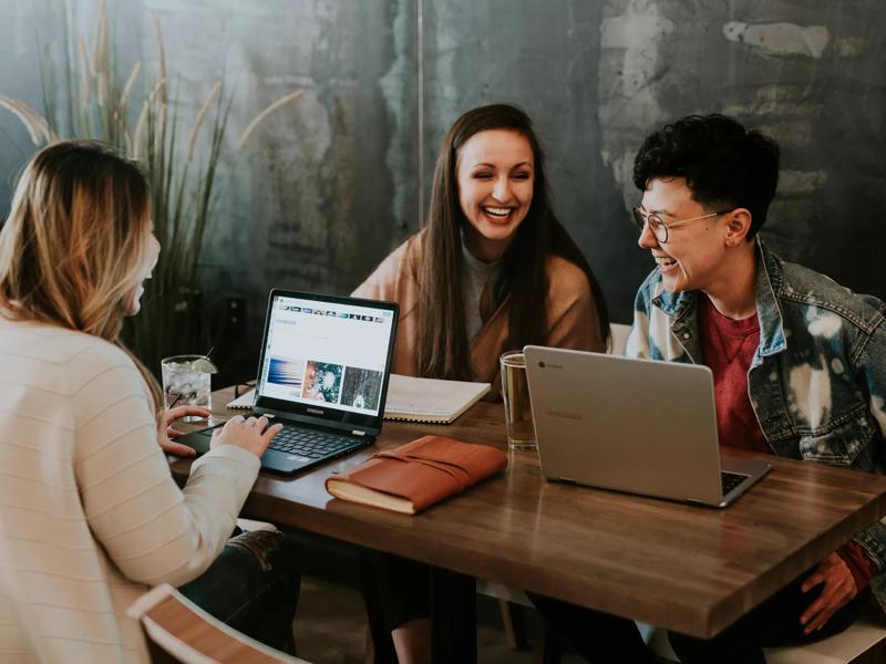 college students working at a table