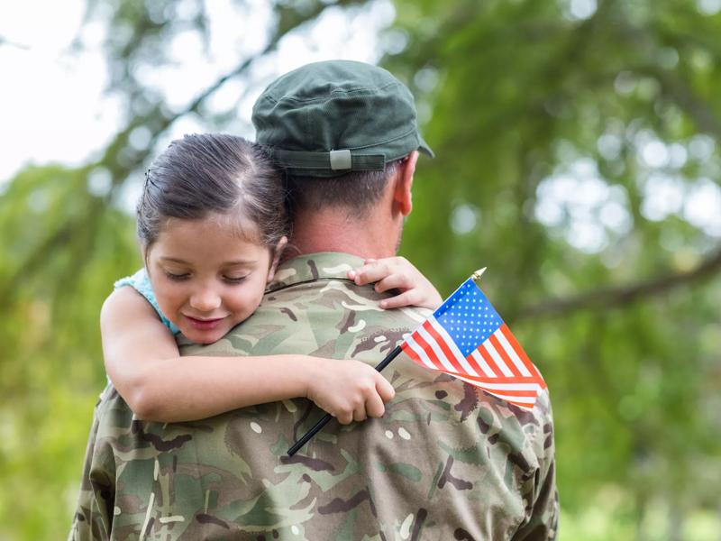 soldier with American flag