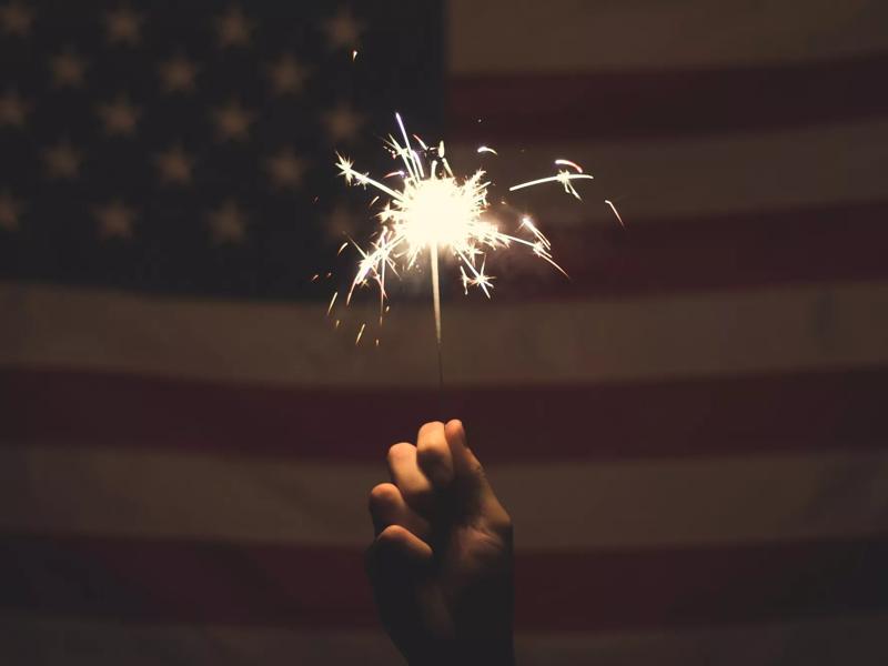 sparkler with flag