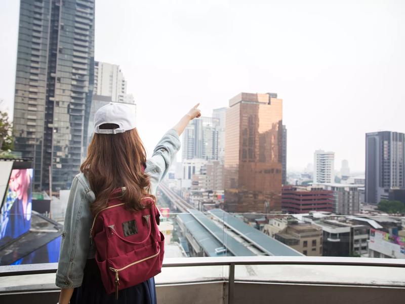 woman in city