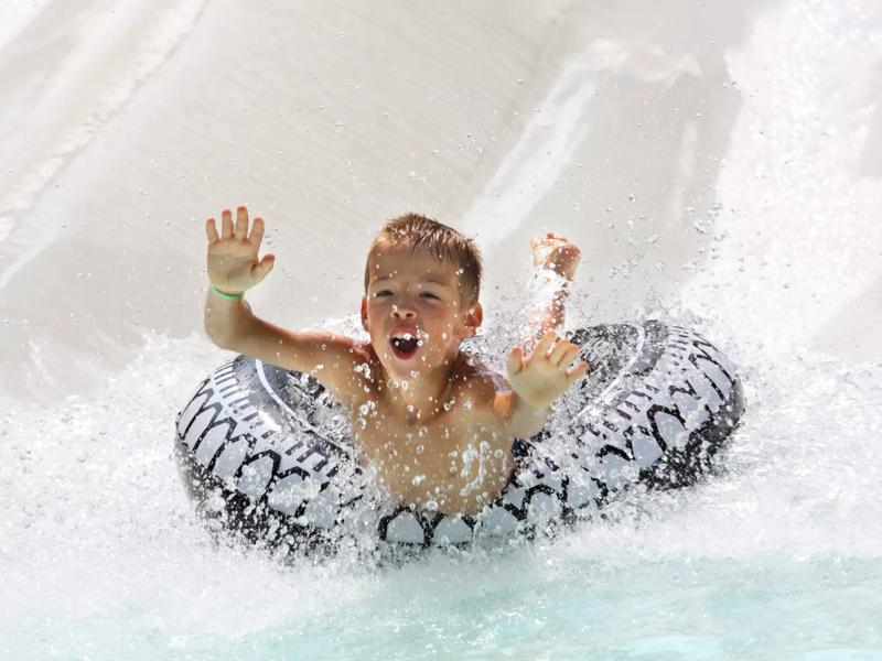 boy at water park