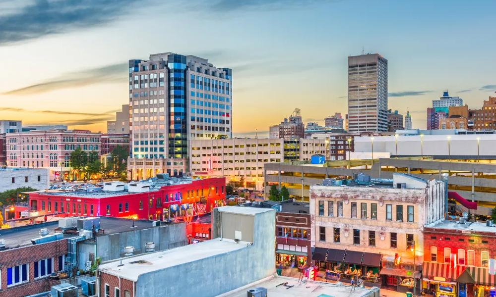 Memphis downtown at sunset