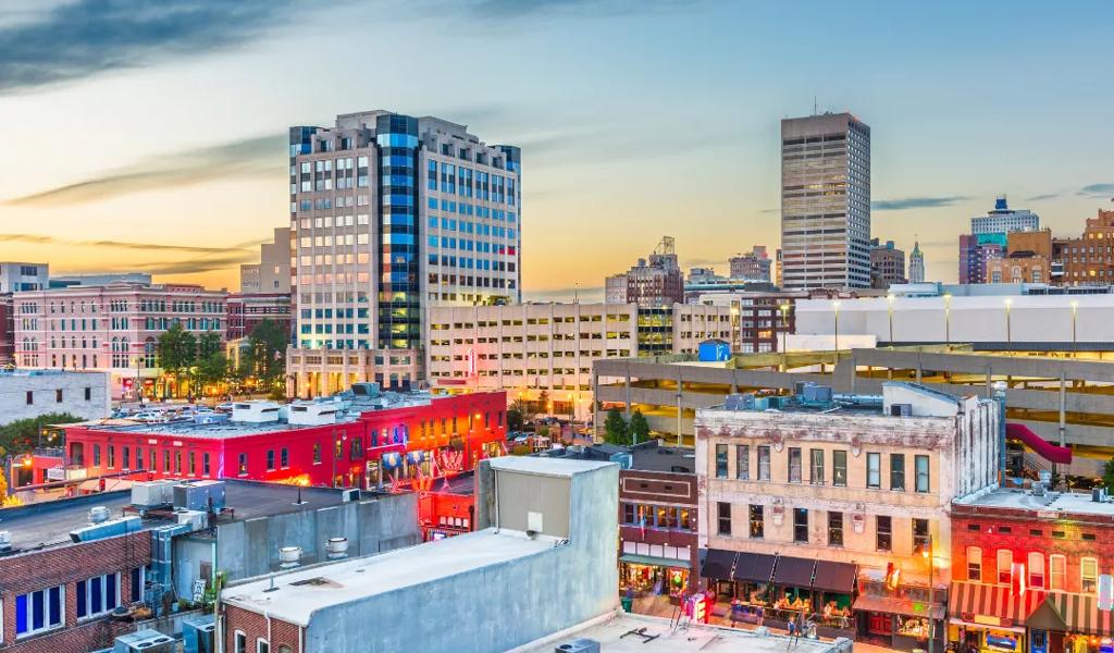 Memphis downtown at sunset