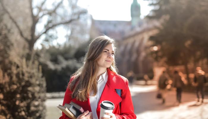 student on campus