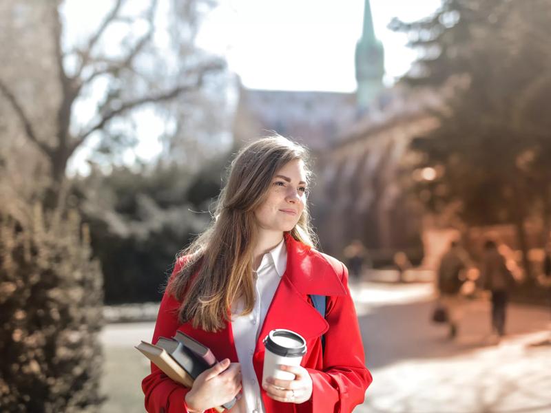 college student on campus