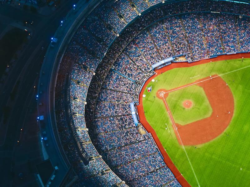 baseball stadium at night