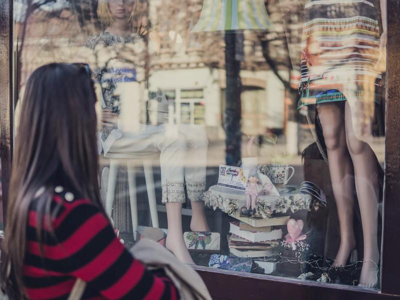 woman window shopping