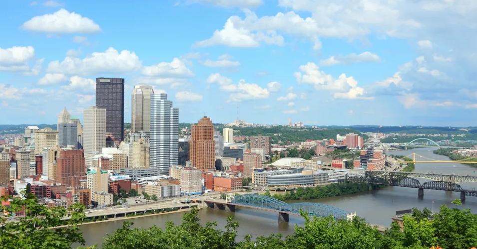 Pittsburgh skyline with rivers