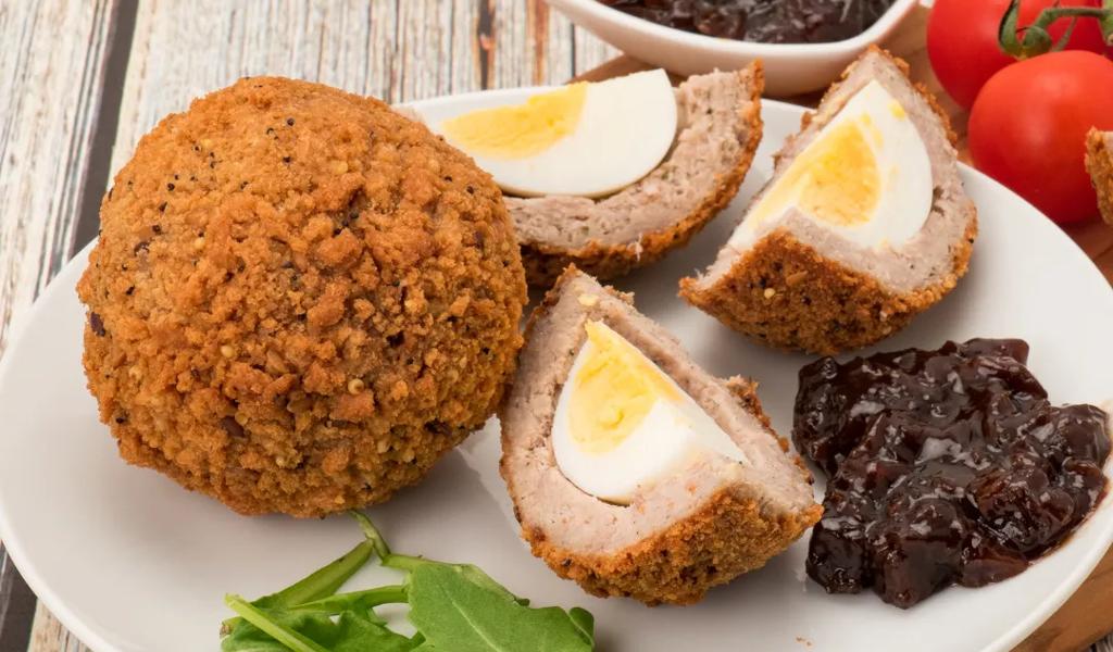 Scotch eggs with chutney