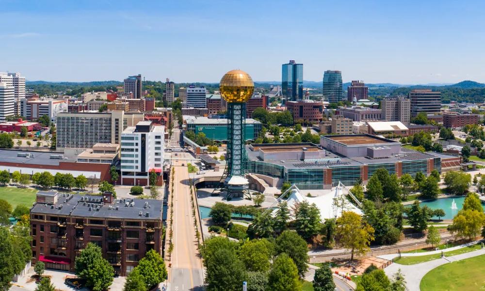 Knoxville Sunsphere cityscape view