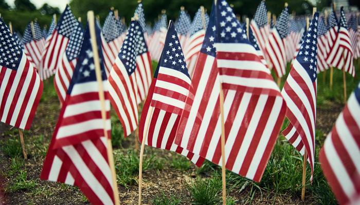 soldier with American flag