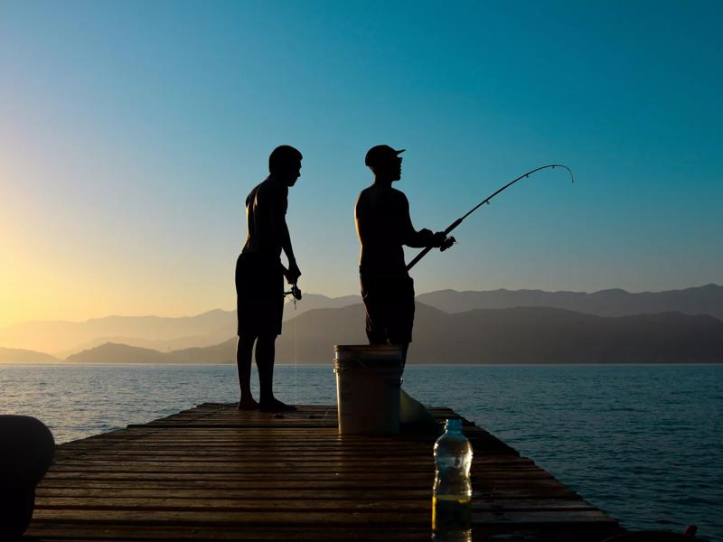 fishing in a lake