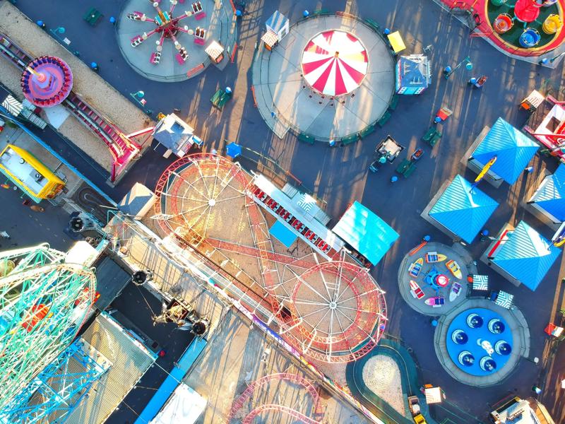 overhead view of fairground