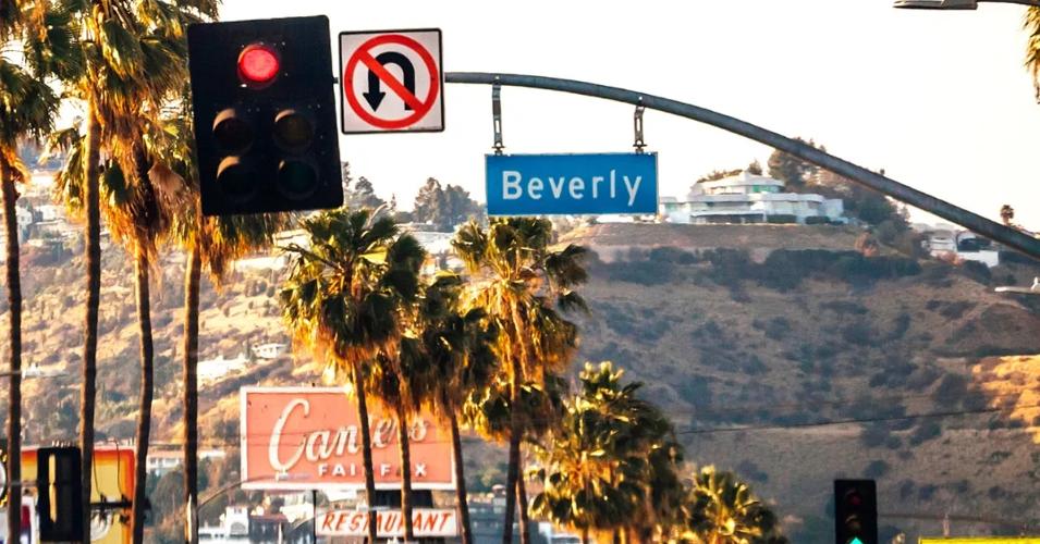 Palm-lined street in Los Angeles