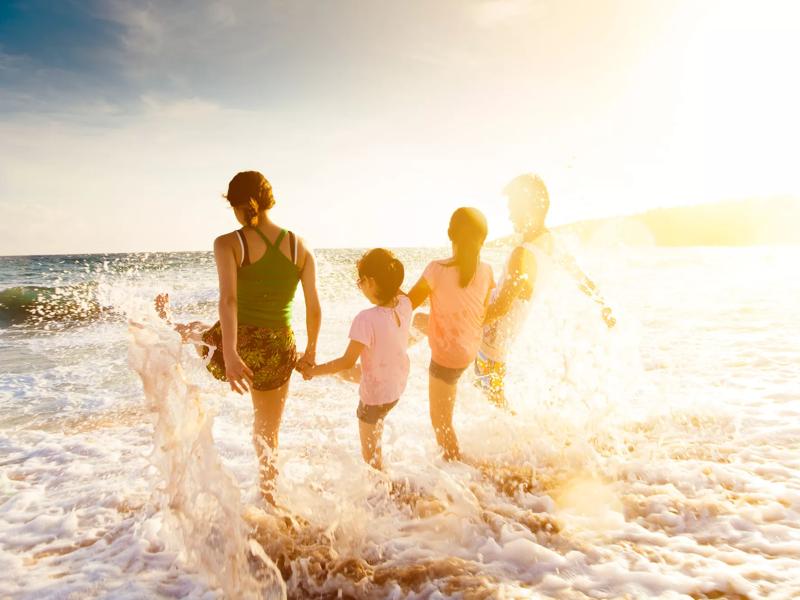 family at beach