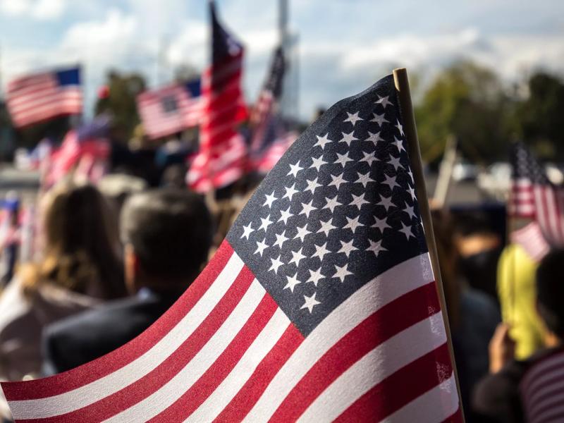 soldier with american flag