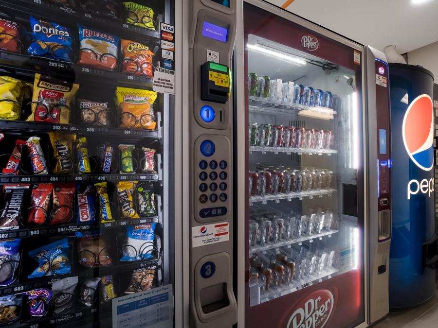 Need a snack? Help yourself to our convenient vending machines. 