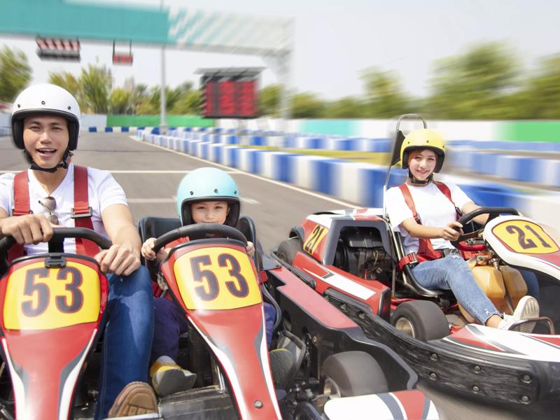 family on go-kart