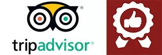 reviewed tripadvisor logo with thumbs up approved icon