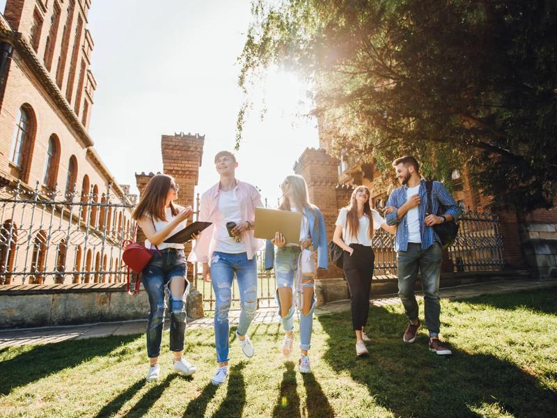 college students on campus